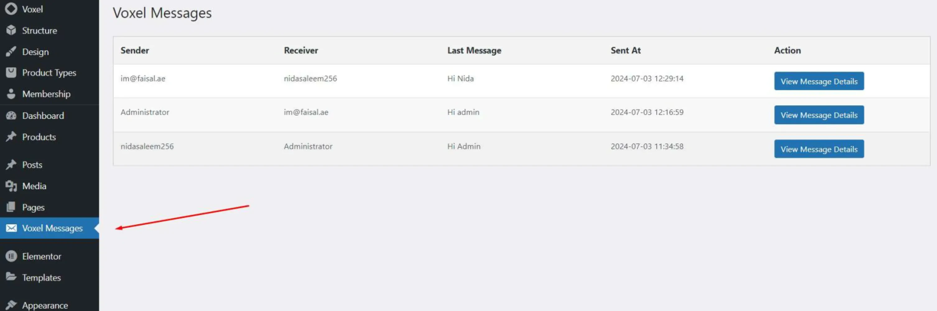 Show All users Message in Admin Dashboard