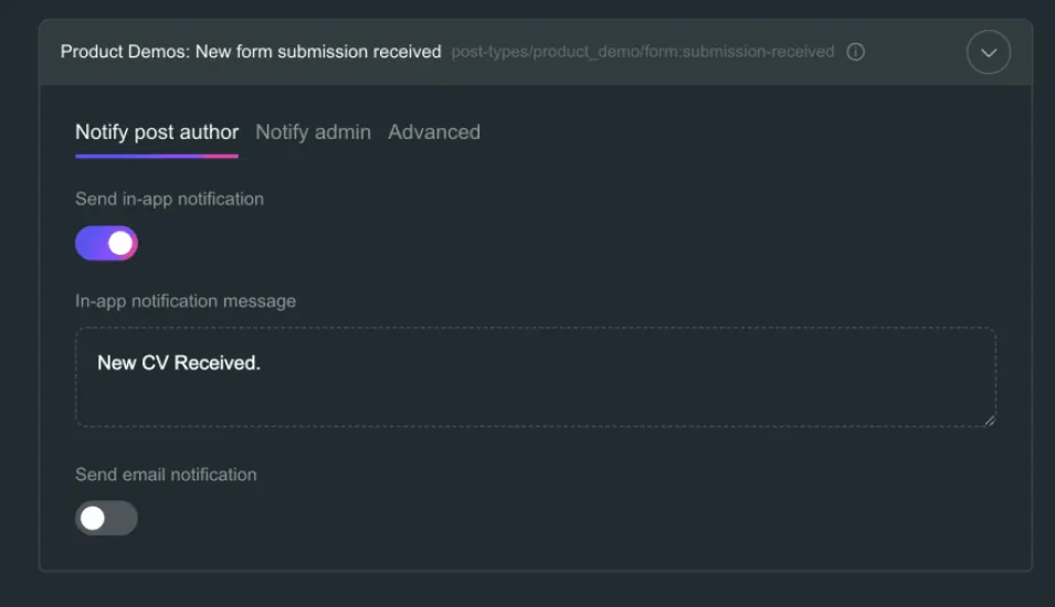 App Notification Elementor Form Submission